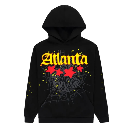 Sp5der Atlanta Star Print Hoodie Black
