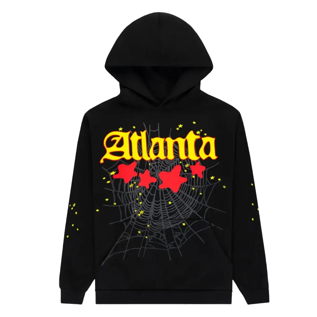 Sp5der Atlanta Star-Print Hoodie Black Sp5der Atlanta Star Print Hoodie Black