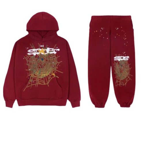 Sp5der Tracksuit Maroon